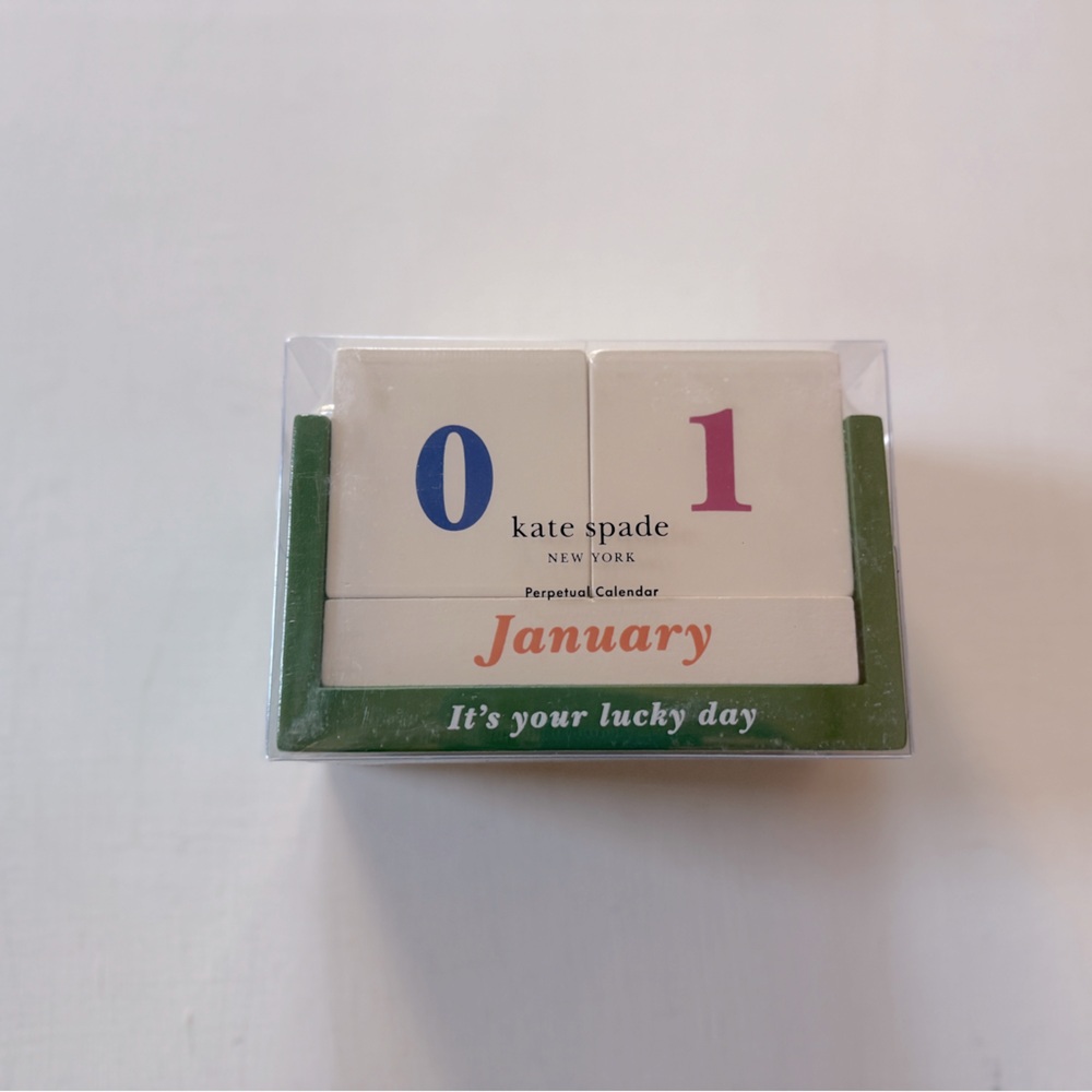 NIB KATE SPADE Perpetual Calendar IT’S YOUR LUCKY DAY Wooden Blocks 6 X4” 🎁 - Picture 5 of 5